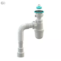 [1003950] Т0215 умивальник "​​Тюльпан" 1 1/2*32, різьб. нерж. випуск, пробка, гофротруба 32*32/40/50 {30}