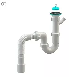 [1003945] Н0110 кухня 1 1/2*40, різьб. нерж. випуск, прямоточ., пробка, пралка, гофротруба 40*40/50 {20}